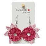 Beautiful rose earrings with soft threads in gradients of pink and fuchsia, an elegant earring reflecting the beauty of roses, size 4 cm × 4 cm - Lamsa love