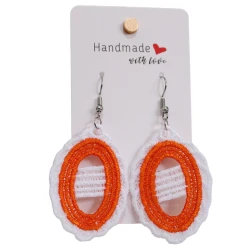 Sunset Sun Earrings Made With Soft Threads in Orange and White Tones, Earrings Inspired by the Warmth of Sunset Moments and the Beauty of the Sun’s Glow, Size 5 × 3.4 cm