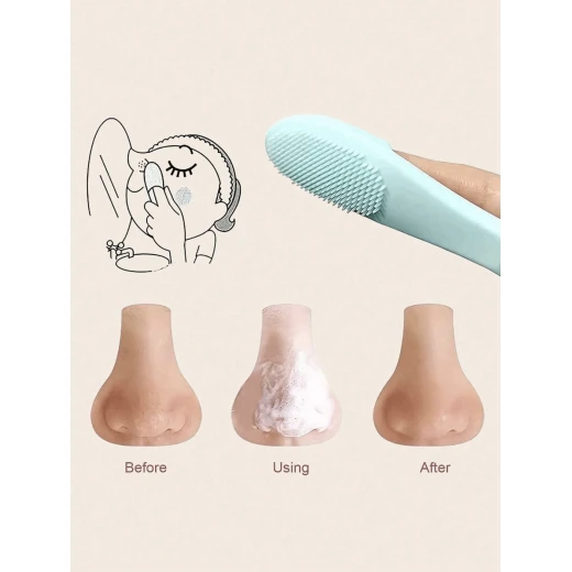 Silicone Nose Pore Cleansing Brush for blackhead removal and deep pore cleansing, gentle exfoliating tool that unclogs pores, improves skin texture and smoothness, suitable for all skin types with compact daily use design - Image 5