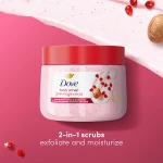 Dove Pomegranate & Shea Butter Body Scrub, Gentle Exfoliating Body Scrub with Pomegranate & Shea Butter, Removes Dead Skin, Deeply Nourishes & Softens Skin, Suitable for All Skin Types, 425 g - Dove
