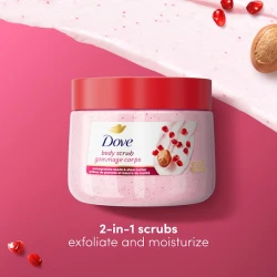 Dove Pomegranate & Shea Butter Body Scrub, Gentle Exfoliating Body Scrub with Pomegranate & Shea Butter, Removes Dead Skin, Deeply Nourishes & Softens Skin, Suitable for All Skin Types, 425 g