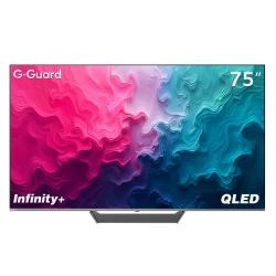 G-Guard 75 Inch Smart TV Infinity+ CQG 4K QLED Display, 144Hz VRR,Google TV, Dolby Atmos, Black