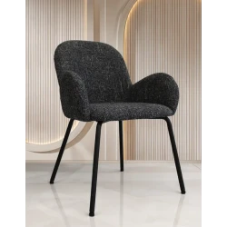 Stylish and Comfortable Fabric Chair – Black Powder-Coated Legs – Dimensions: 58×48×83 cm, Seat Height 45 cm