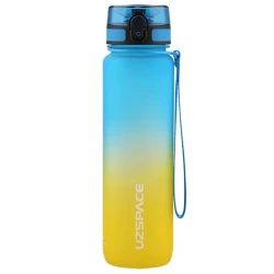 UZSPACE Sports Plastic Water Bottle 1000 ml Blue and Yellow, One Piece