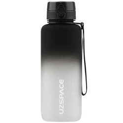 UZSPACE Sports Plastic Water Bottle 1500 ml Black and White, One Piece