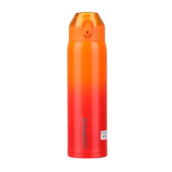 UZSPACE Stainless Steel Wate Bottle 500 ml with Leak-Proof Plastic Lid Orange and Red