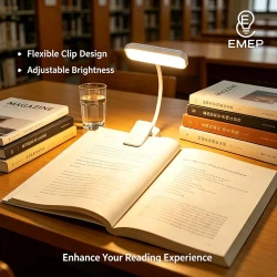 Clip On Rechargeable LED Reading Light Compact White 3 Color Modes Eye Care Book Lamp for Bed and Travel