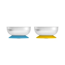 Dr. Brown’s No-Slip Strong Suction Bowls for Babies and Toddlers, Baby Led Feeding, 2-Pack, BPA Free, 4m+