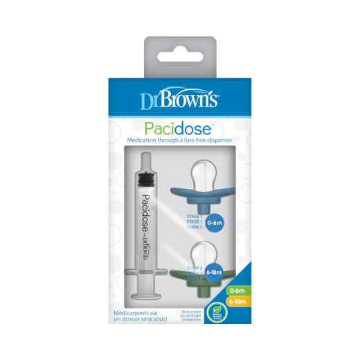 Dr.Brown's Pacidose Liquid Medicine Dispenser , Combo Pack ( Stage 1 pacifier (0-6m), Stage 2 pacifier (6-18m) and 1 Syringe ) - Dr. Brown's - Image 4