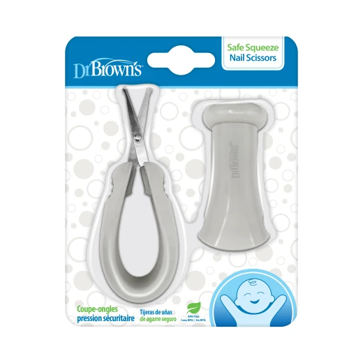 Dr. Brown’s Safe Squeeze Baby Nail Scissors, Rounded Tip Clippers for Infant Grooming & Care, Includes Protective Case