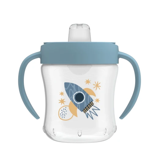 Dr.Brown's 6 oz/180 mL Soft-Spout Transition Cup with Handles, Rocket Ship (6m+), BPA Free - Dr. Brown's - Image 4