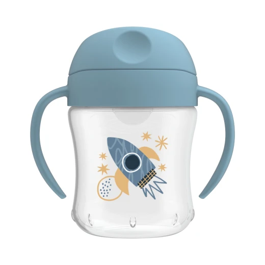 Dr.Brown's 6 oz/180 mL Soft-Spout Transition Cup with Handles, Rocket Ship (6m+), BPA Free - Dr. Brown's - Image 3