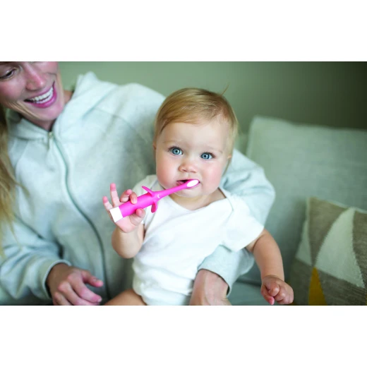Dr. Brown’s Infant-to-Toddler Toothbrush, Soft and Safe Baby Training Brush, Elephant, Pink , 0-3 years - Dr. Brown's - Image 3