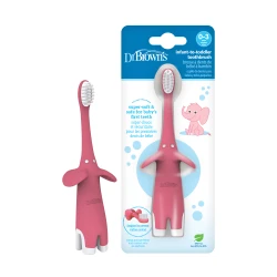 Dr. Brown’s Infant-to-Toddler Toothbrush, Soft and Safe Baby Training Brush, Elephant, Pink , 0-3 years