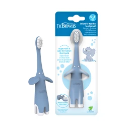 Dr. Brown’s Infant-to-Toddler Toothbrush, Soft and Safe Baby Training Brush, Elephant, Blue, 0-3 years