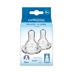 Dr.Brown's Narrow -Neck Silicone Nipple Level 4 ( 9+ months ) , 2-Pack
