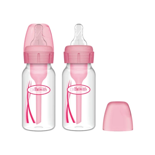 Dr. Brown's Plastic Narrow-Neck Options+ Bottle, 4 oz/120 ml, Pink , 2-pack - Dr. Brown's - Image 2