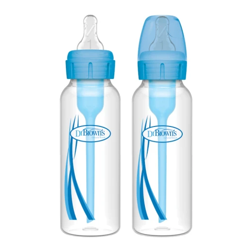Dr. Brown's Plastic Narrow-Neck Options+ Bottle, 8 oz/250 ml, Blue , 2-pack - Dr. Brown's - Image 2