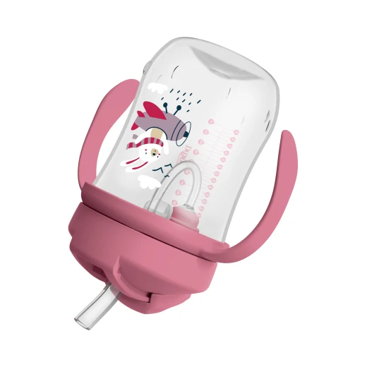 Dr. Brown's 9 oz/270 ml Baby's First Straw Cup with Handles and with a soft, weighted straw - Pink , (6m+) - Dr. Brown's - Image 3