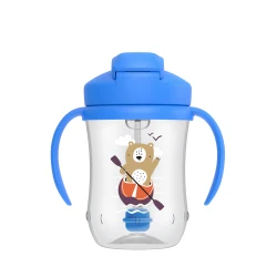 Dr. Brown's 9 oz/270 ml Baby's First Straw Cup with Handles and with a soft, weighted straw  - Blue  (6m+), 