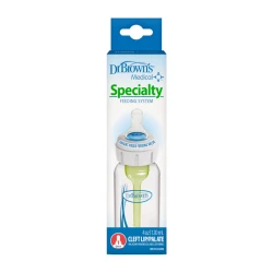 Dr.Brown's Specialty Feeding System 4 oz/120 ml Narrow Bottle , solution for infants with complex feeding issues such as cleft lip, tongue-tie, and lip-tie , with Infant-Paced Feeding Valve + Level 1 Nipple + Extra Valve