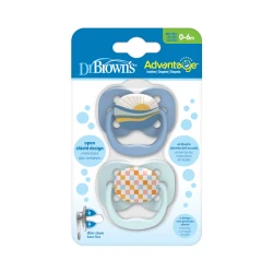 Dr. Brown's Advantage Pacifier - Stage 1 ( 0-6 ) months, 2-Pack, Blue