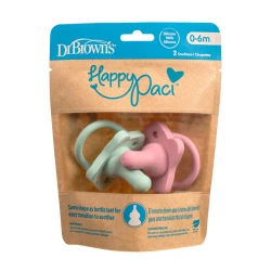 Dr.Brown's HappyPaci Silicone Soother - 0-6m, Pink and Green, 2-Pack