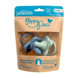 Dr.Brown's HappyPaci Silicone Soother - 0-6m, Blue and Green, 2-Pack