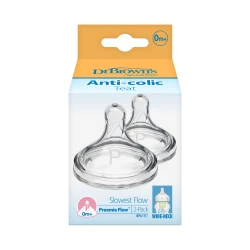 Dr.Brown's Wide-Neck Silicone Nipple Preemie Level , 2-Pack