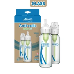 Dr. Brown's Glass Narrow-Neck Options+ Bottle, 8 oz/250 ml, 2-pack