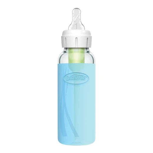 Dr.Browns Narrow-Neck Glass Bottle Silicone Sleeve , 8 oz / 250ml , Blue ,  1-pack - Dr. Brown's - Image 3