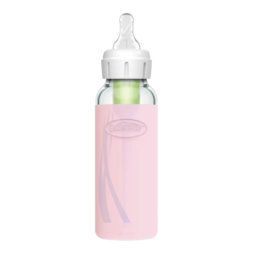 Dr.Brown's Narrow-Neck Glass Bottle Silicone Sleeve , 8 oz / 250ml , Pink ,  1-pack - Dr. Brown's - Image 3