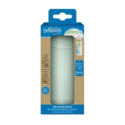 Dr.Browns Narrow-Neck Glass Bottle Silicone Sleeve , 8 oz / 250ml , Mint ,  1-pack