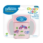 Dr.Brown's Smooth Wall Cheers 360 Cup w/ Handles, 7 oz/200 ml, Pink (6m+), 1-Pack - Dr. Brown's