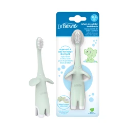 Dr. Brown’s Infant-to-Toddler Toothbrush, Soft and Safe Baby Training Brush, Elephant, Mint, 0-3 years