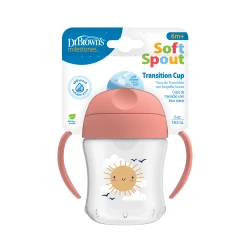 Dr.Brown's 6 oz/180 mL Soft-Spout Transition Cup with Handles, Sunshine (6m+), BPA Free