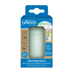Dr.Browns Narrow-Neck Glass Bottle Silicone Sleeve , 4 oz / 120ml , Mint ,  1-pack