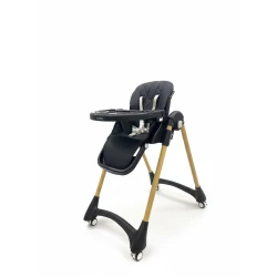 Burbay Adjustable High Chair for Babies & Toddlers – Reclining Backrest & Rolling Wheels