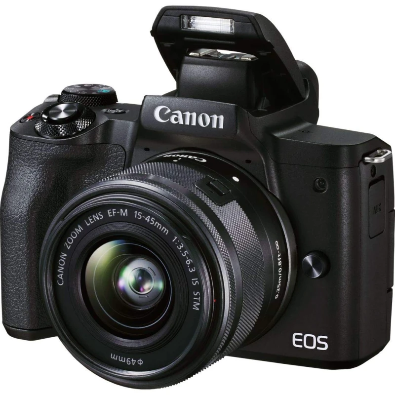 كاميرا كانون EOS M50 Mark II بدون مرآة مع عدسة EF-M 15-45 مم – كاميرا كانون M50 Mark II بدون مرآة مع عدسة، 24.1 ميجابكسل APS-C، فيديو 4K، ضبط تلقائي ثنائي البكسل، واي فاي وبلوتوث، شاشة LCD متغيرة الزاوية، لون أسود جرافيتي - كانون