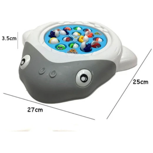 Shark fishing game for children, measuring 28×4×26 cm, an entertaining and interactive experience to develop concentration and manual skills. The safe and colorful design attracts children and increases the fun of group and individual play - Creative's - Image 3