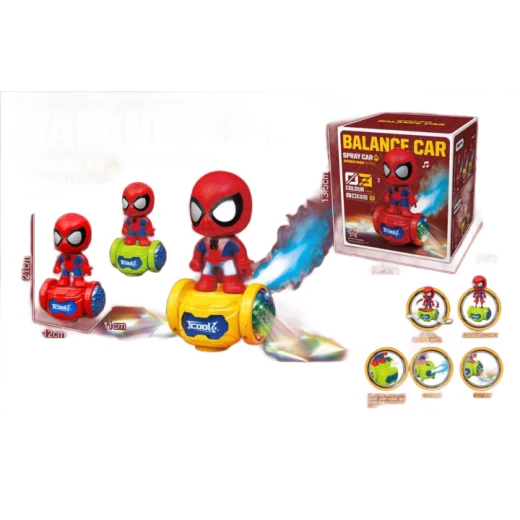 سيارة سبايدرمان المتوازنة (Spider-Man Balance Car) ، وهي لعبة تفاعلية مصممة للأطفال. الإضاءة والموسيقى: مزودة بأضواء LED  وتصدر موسيقى حماسية أثناء الحركة.