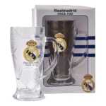 كوب زجاجي رسمي لنادي ريال مدريد Real Madrid FC، تصميم أنيق وعصري لعشاق الفريق، مثالي للاستخدام اليومي أو كهدية مميزة للأطفال والكبار لإظهار حبهم للنادي بطريقة ممتعة وعملية
