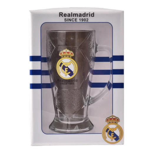 كوب زجاجي رسمي لنادي ريال مدريد Real Madrid FC، تصميم أنيق وعصري لعشاق الفريق، مثالي للاستخدام اليومي أو كهدية مميزة للأطفال والكبار لإظهار حبهم للنادي بطريقة ممتعة وعملية - Image 2