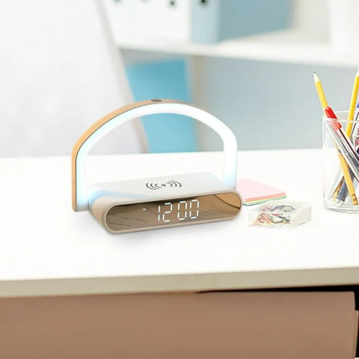 This product is the Junwei Star LED Clock, a multifunctional digital alarm clock that also offers wireless charging for smartphones - Creative's - Image 3