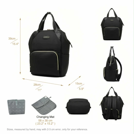 Colorland Roomy Multifunction Diaper Bag Backpack Insulation Mommy bag, Black - Colorland - Image 6