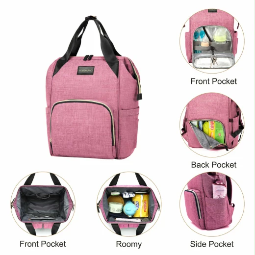 Colorland Roomy Multifunction Diaper Bag Backpack Insulation Mommy bag, Black - Colorland - Image 9