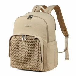 Colorland Nanny Quilted Diaper Backpack – Hands-Free Comfort & Style for Modern Parents beige