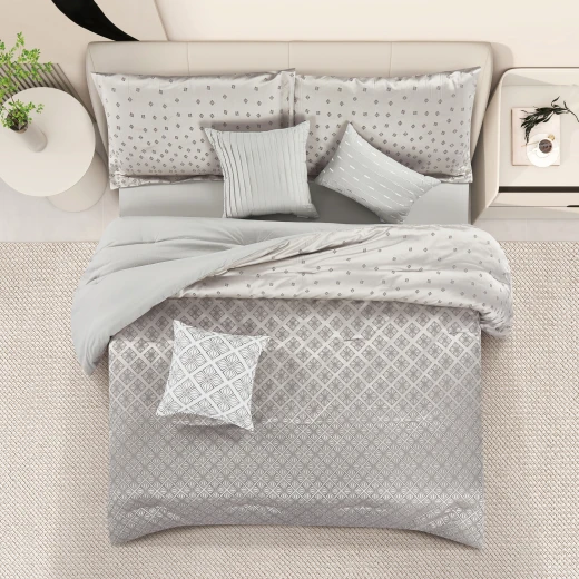 Merlin Livings 7 pieces Luxury Jacquard King Size Bedding set Elegant Geometric Pattern Set for Master Bedroom - Merlin Livings - Image 2