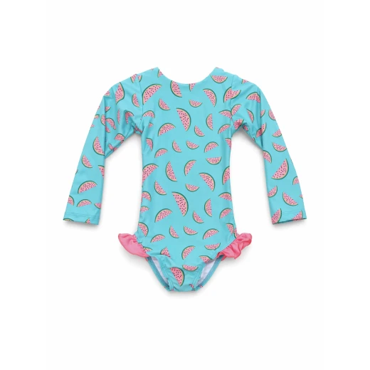 Sandy Toes - Watermelon Swimsuit one piece Blue & Pink, Open Back Design, UV Protection Fabric, Comfortable Summer Swimwear for Beach and Pool - Sandy toes - Image 2
