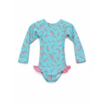 Sandy Toes - Watermelon Swimsuit one piece Blue & Pink, Open Back Design, UV Protection Fabric, Comfortable Summer Swimwear for Beach and Pool - Sandy toes